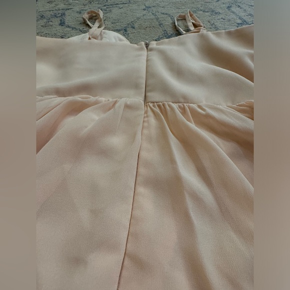 Lulu’s Blush peach full length chiffon maxi gown Size Small. Prom. Bridesmaid - Picture 5 of 8